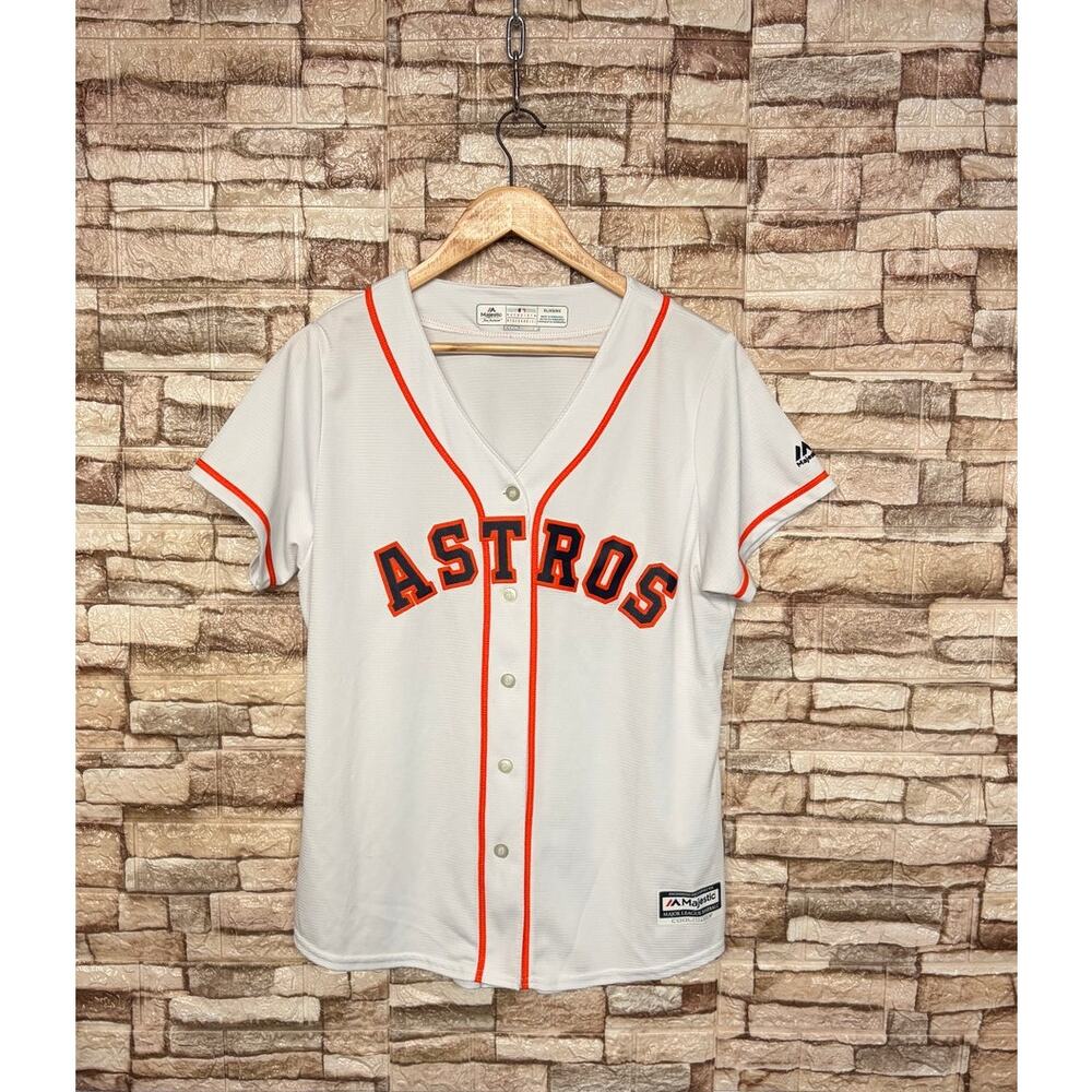 Houston Astros Majestic White Home Cool Base Jersey Womens Sz XL
